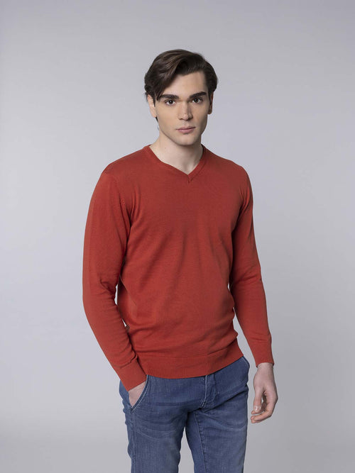 Maglia basic collo a V|Colore:Arancio