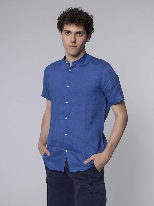 Camicia in lino coreana|Colore:Bluette