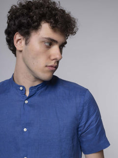 Camicia in lino coreana|Colore:Bluette