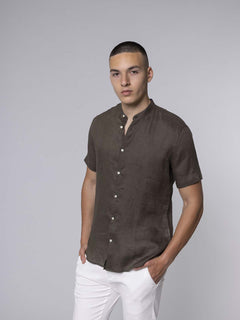 Camicia in lino coreana|Colore:Verde militare