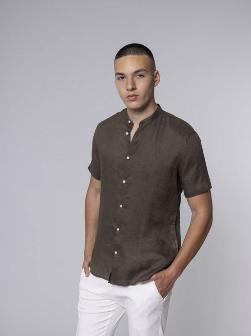 Camicia in lino coreana|Colore:Verde militare