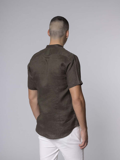 Camicia in lino coreana|Colore:Verde militare