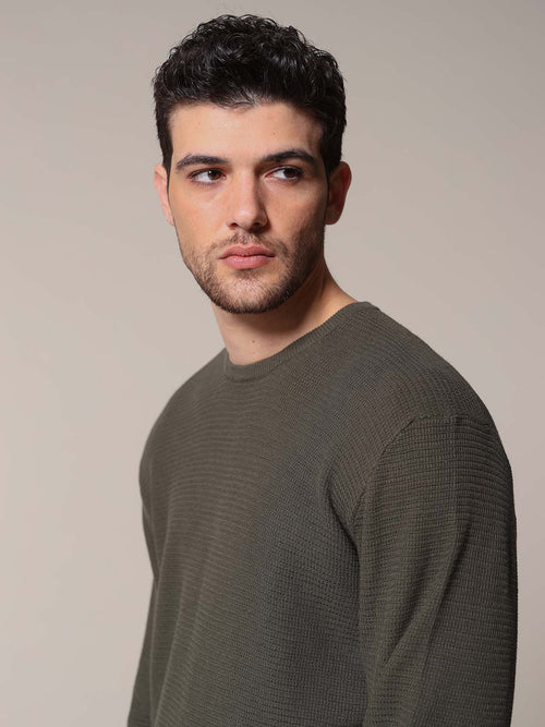 Maglia rigato Jacquard|Colore:Verde militare