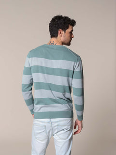 Maglia girocollo bande e righe|Colore:Salvia
