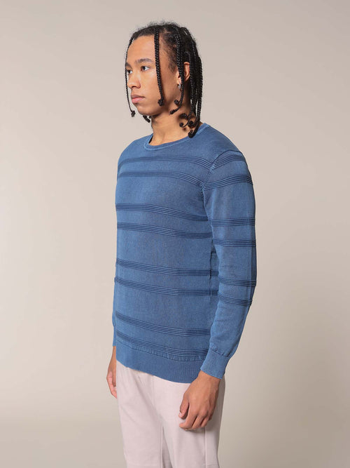 Maglia girocollo Jacquard|Colore:Blu