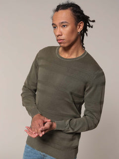 Maglia girocollo Jacquard|Colore:Verde militare