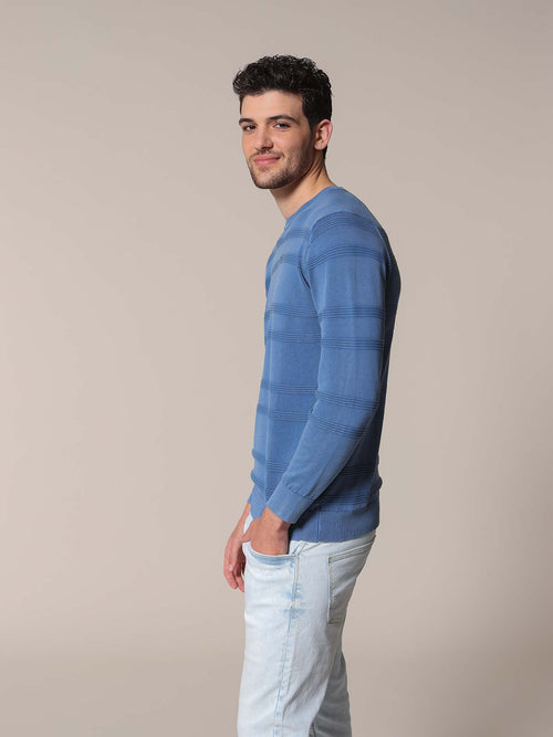 Maglia girocollo Jacquard|Colore:Bluette