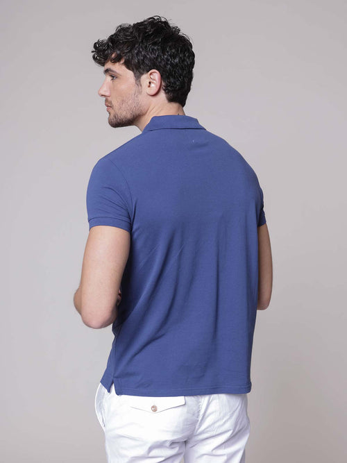 Polo logo ricamo|Colore:Blu china