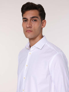 Camicia collo classico tessuto armaturato|Colore:Bianco