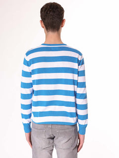 Maglia girocollo a righe|Colore:Turchese