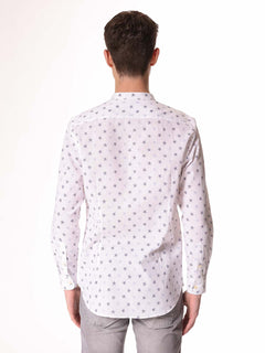Camicia lino-cotone collo coreana|Colore:Bianco