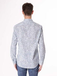 Camicia fantasia collo coreana|Colore:Bianco