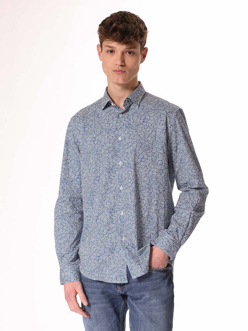 Camicia fantasia collo classico|Colore:Azzurro