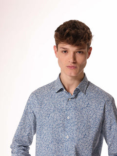 Camicia fantasia collo classico|Colore:Azzurro
