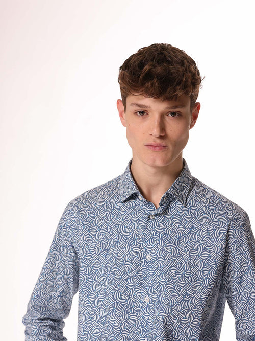 Camicia fantasia collo classico|Colore:Azzurro
