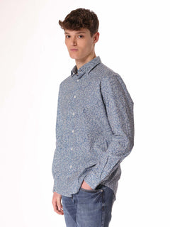 Camicia fantasia collo classico|Colore:Azzurro