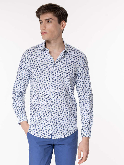 Camicia fantasia collo classico|Colore:Bianco