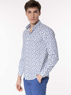 Camicia fantasia collo classico|Colore:Bianco