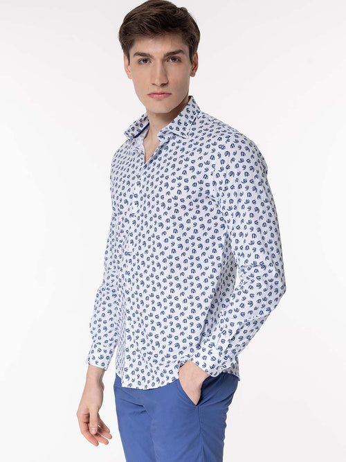 Camicia fantasia collo classico|Colore:Bianco