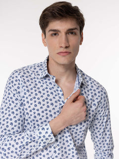 Camicia fantasia collo classico|Colore:Bianco