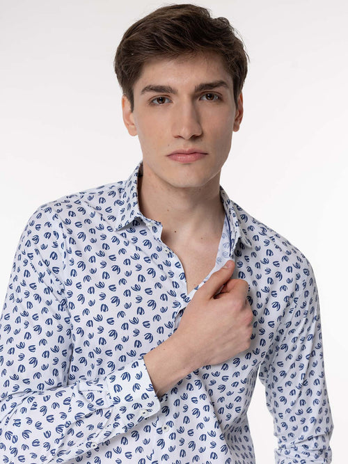 Camicia fantasia collo classico|Colore:Bianco