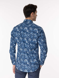 Camicia fantasia collo classico|Colore:Blu