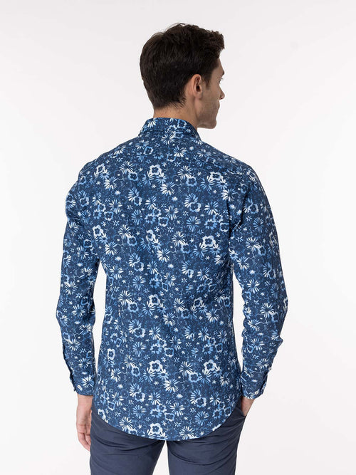 Camicia fantasia collo classico|Colore:Blu
