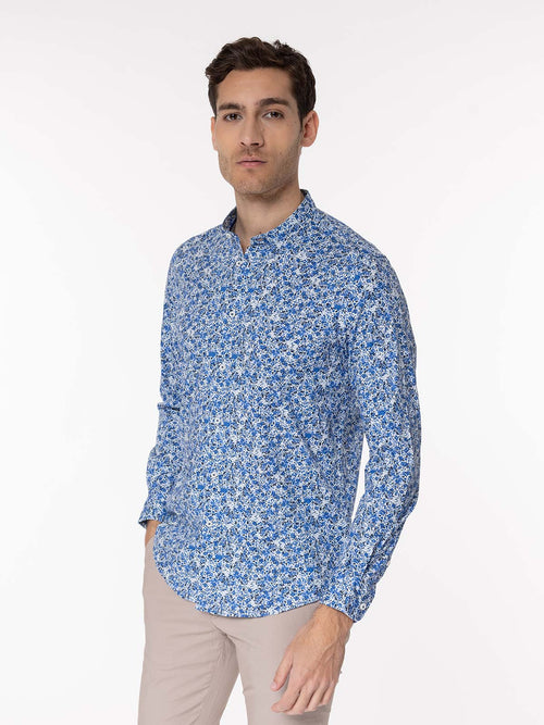 Camicia fantasia collo coreana|Colore:Azzurro