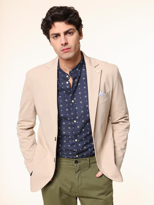 Giacca con bordi impuntura|Colore:Beige
