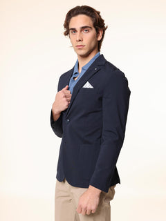 Giacca con bordi impuntura|Colore:Blu