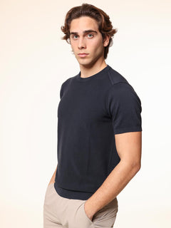 Maglia girocollo in cotone|Colore:Blu