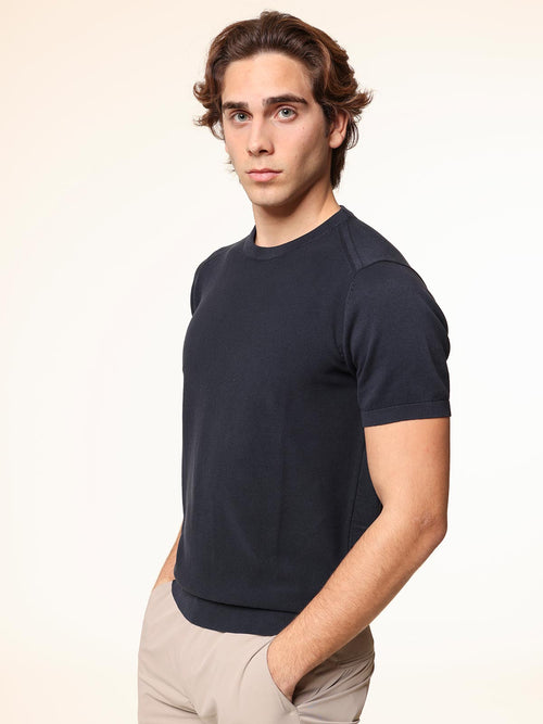 Maglia girocollo in cotone|Colore:Blu