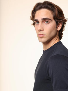 Maglia girocollo in cotone|Colore:Blu