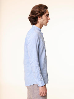 Camicia in lino collo|Colore:Azzurro