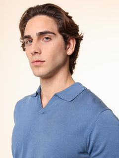 Polo maglia in cotone rasato|Colore:Jeans