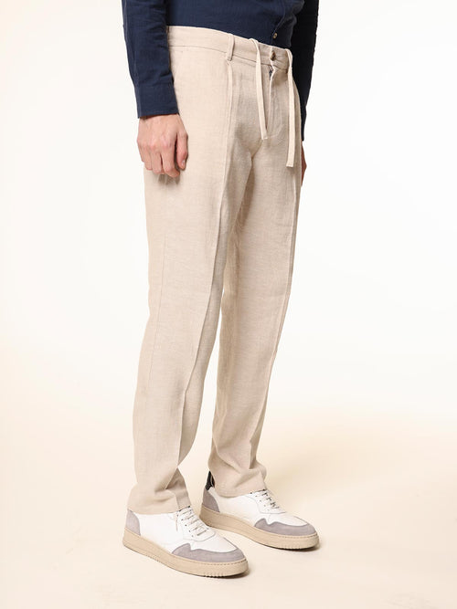 Pantaloni in misto lino|Colore:Naturale