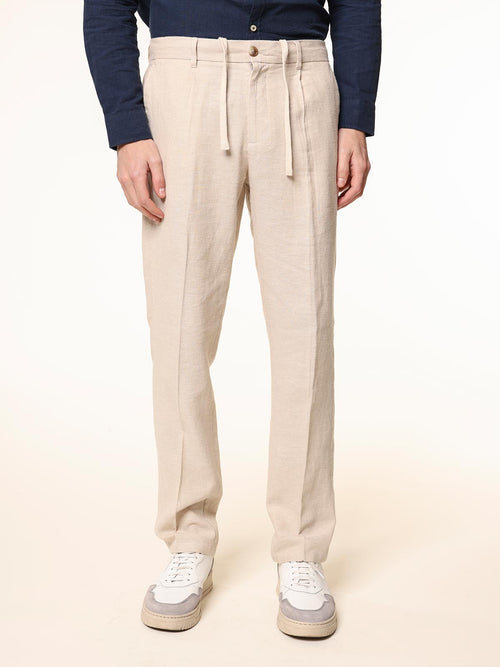 Pantaloni in misto lino|Colore:Naturale
