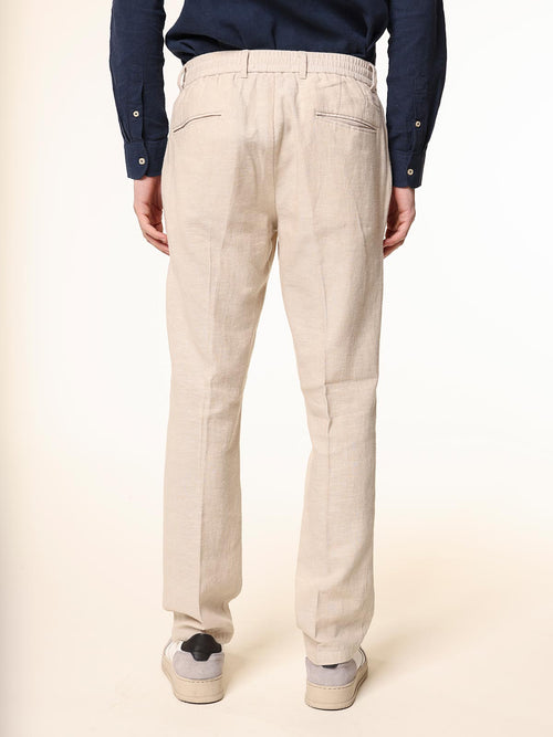 Pantaloni in misto lino|Colore:Naturale