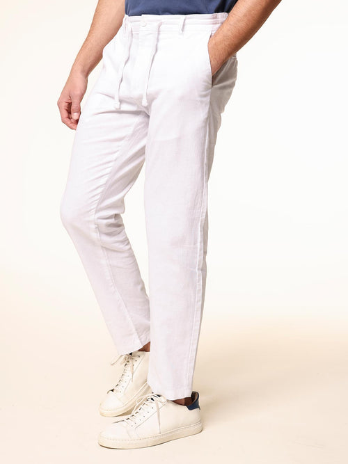 Pantaloni in misto lino|Colore:Bianco