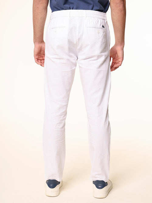 Pantaloni in misto lino|Colore:Bianco