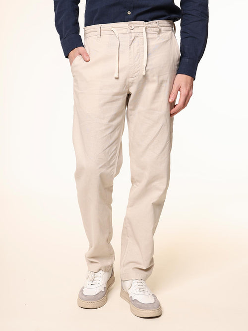 Pantaloni in misto lino|Colore:Sabbia