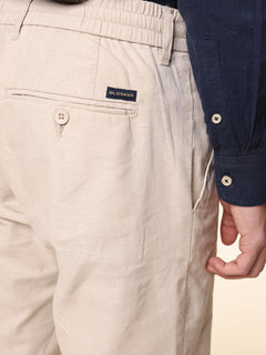 Pantaloni in misto lino|Colore:Sabbia