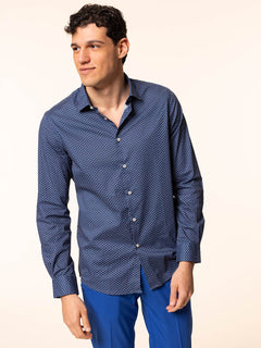 Camicia fantasia stampata|Colore:Blu
