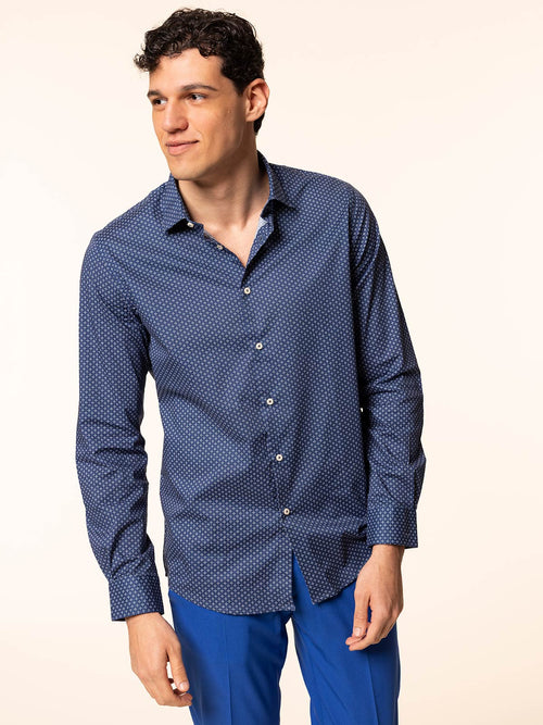 Camicia fantasia stampata|Colore:Blu