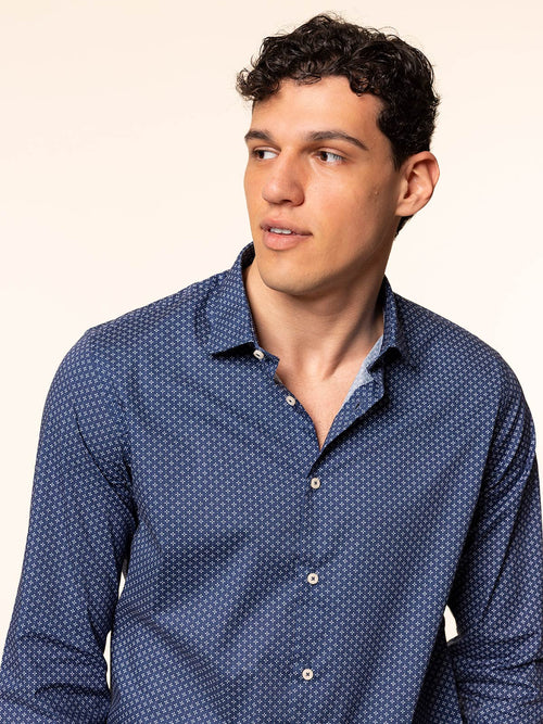 Camicia fantasia stampata|Colore:Blu