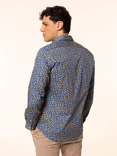 Camicia fantasia stampata|Colore:Blu/giallo