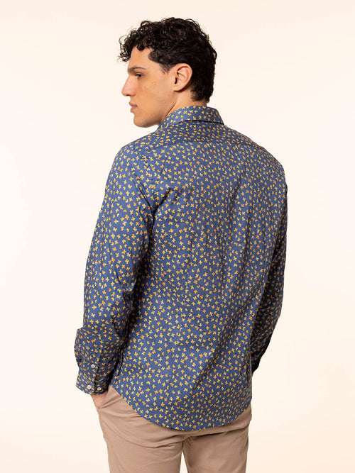 Camicia fantasia stampata|Colore:Blu/giallo