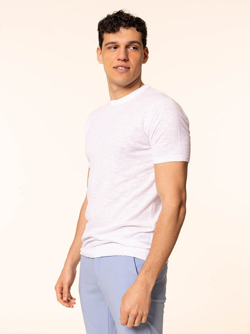 T-Shirt maglia tessuto fiammato|Colore:Bianco