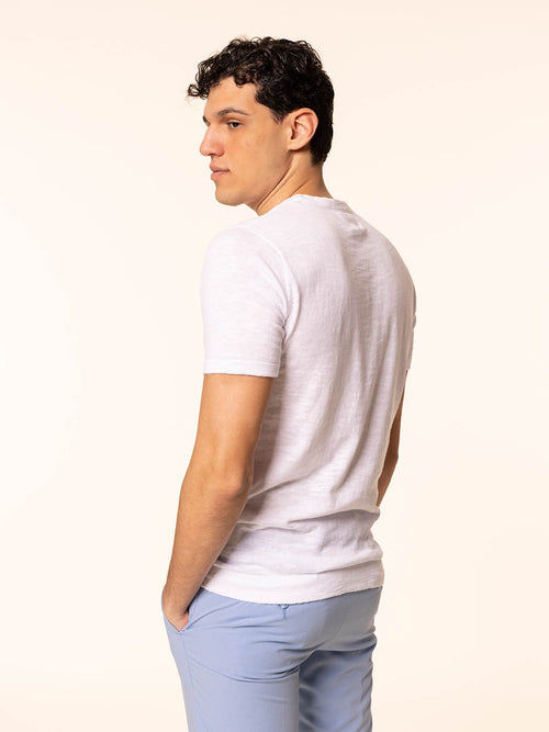 T-Shirt maglia tessuto fiammato|Colore:Bianco