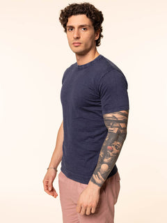 T-Shirt maglia tessuto fiammato|Colore:Blu